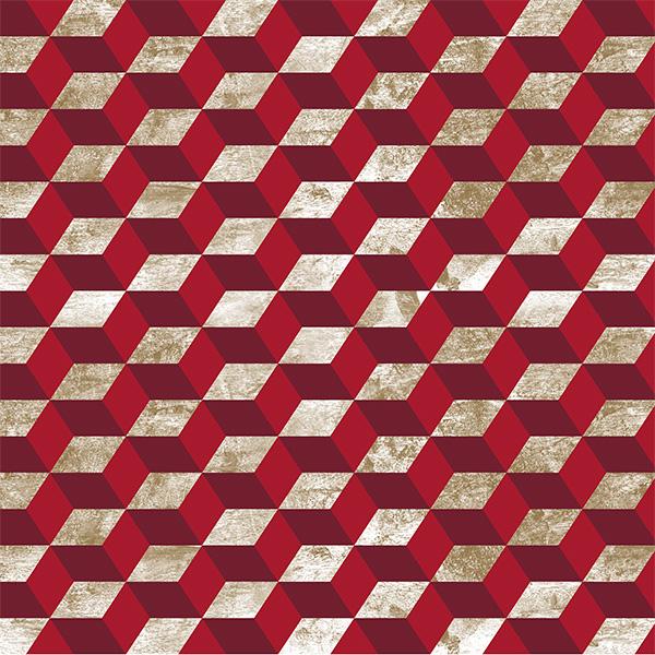 Weihnachtsgeschenkpapier 5953 55 Cube Red/Gold