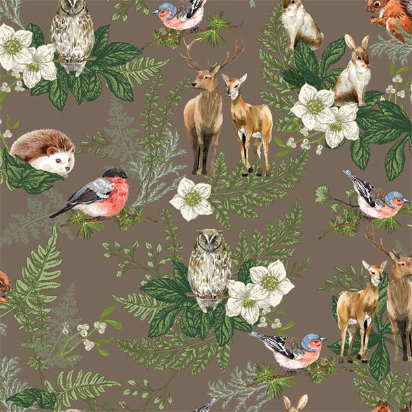 Weihnachtsgeschenkpapier 6450 Brown Winter Forrest