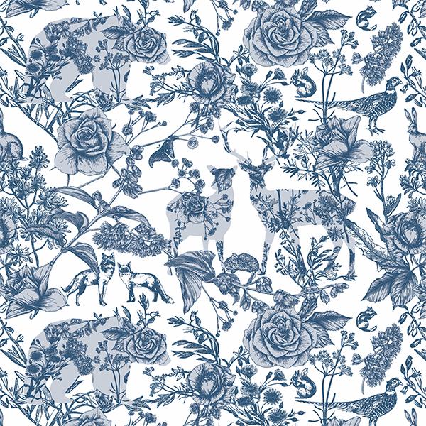 Weihnachtsgeschenkpapier 6453 Graceful Forest Blue 55 cm x 100m