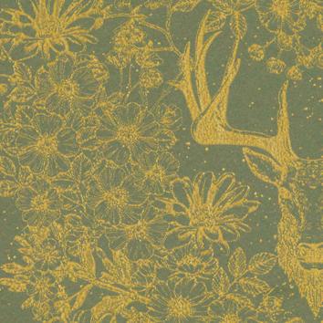 Weihnachtsgeschenkpapier 6495 Golden Deer Dusty Green 55 cm x 100 m