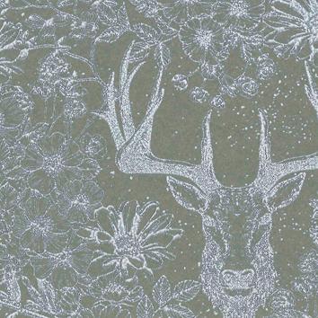 Weihnachtsgeschenkpapier 6505 Silver Deer Dark Grey 55 cm x 100 m 