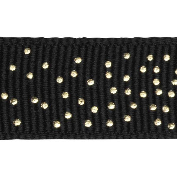 Geschenkband Black/Gold dots 15mm