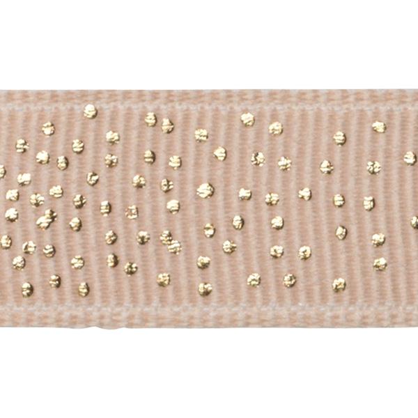 Geschenkband Pastell Rose/Gold dots 15mm