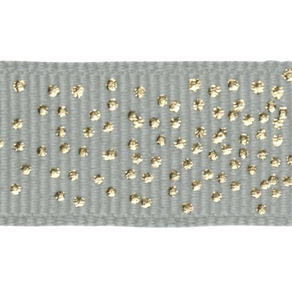 Geschenkband Cool Grey mit goldenen Punkten 15 mm x 50 m