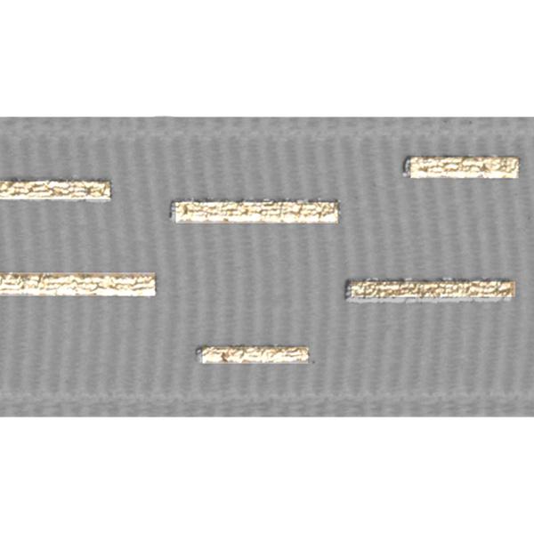 Geschenkband Cool Grey/ Gold stripes15mm