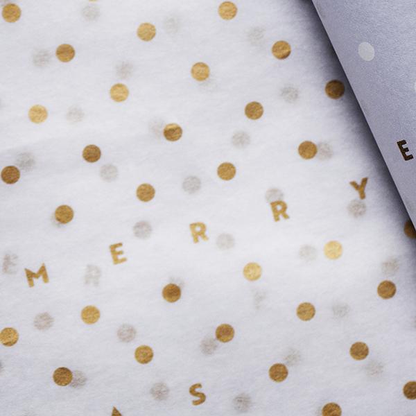 Seidenpapier DOT Merry Christmast Weiss/Gold 50x75cm