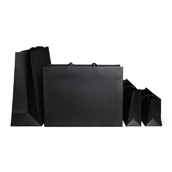 Luxuspapiertragetasche Schwarz mit Rahmen 200x80x150mm