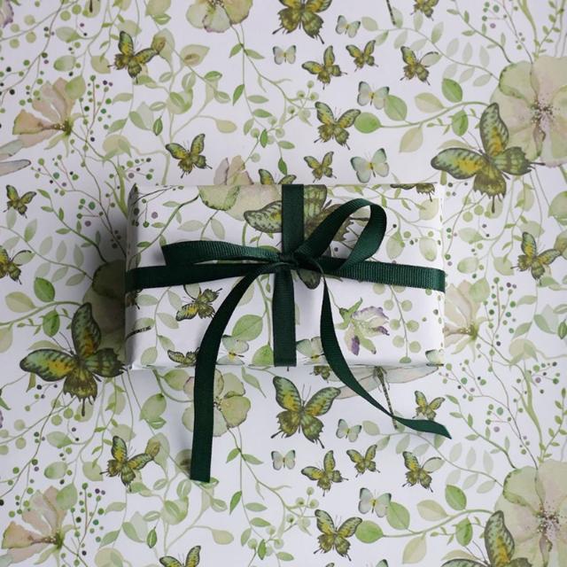 Geschenkpapier 3732 Green Butterflies  57cm x 100m
