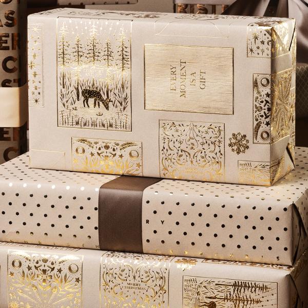 Weihnachtsgeschenkpapier 6478 Brown XMas Greetings  55 cm x 100 m