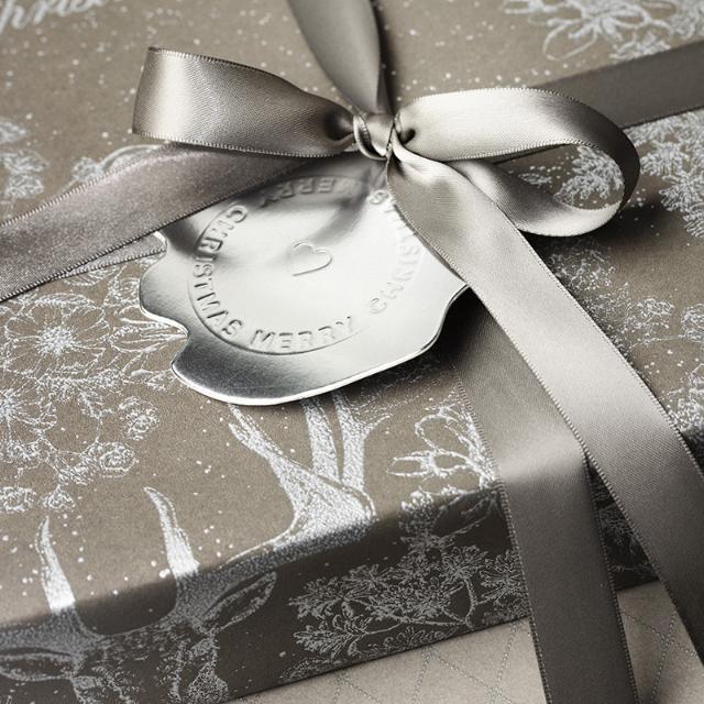 Weihnachtsgeschenkpapier 6505 Silver Deer Dark Grey 55 cm x 100 m 