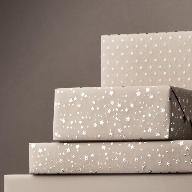  Weihnachtsgeschenkpapier 6509 Little Stars Grau 55 cm x 100 m