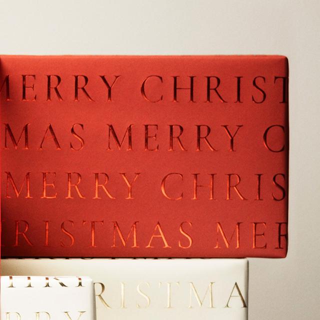 Christmas paper 6526 Slender Merry Christmas Red 55 cm x 100m 