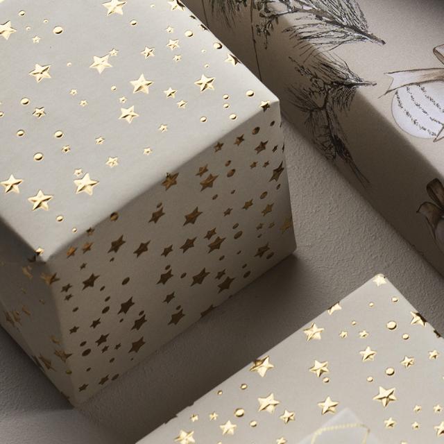 Weihnachtsgeschenkpapier 6548 Little star Beige 55 cm 100m