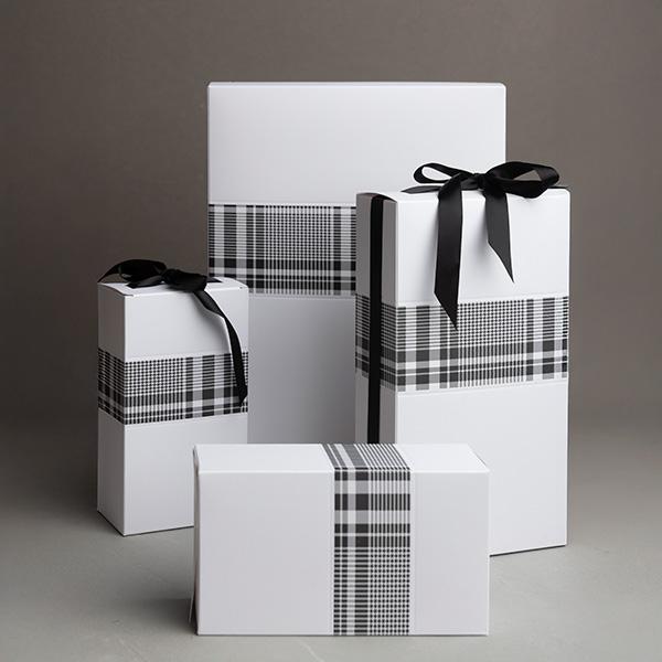 Giftbox White/checkered Top Closure S